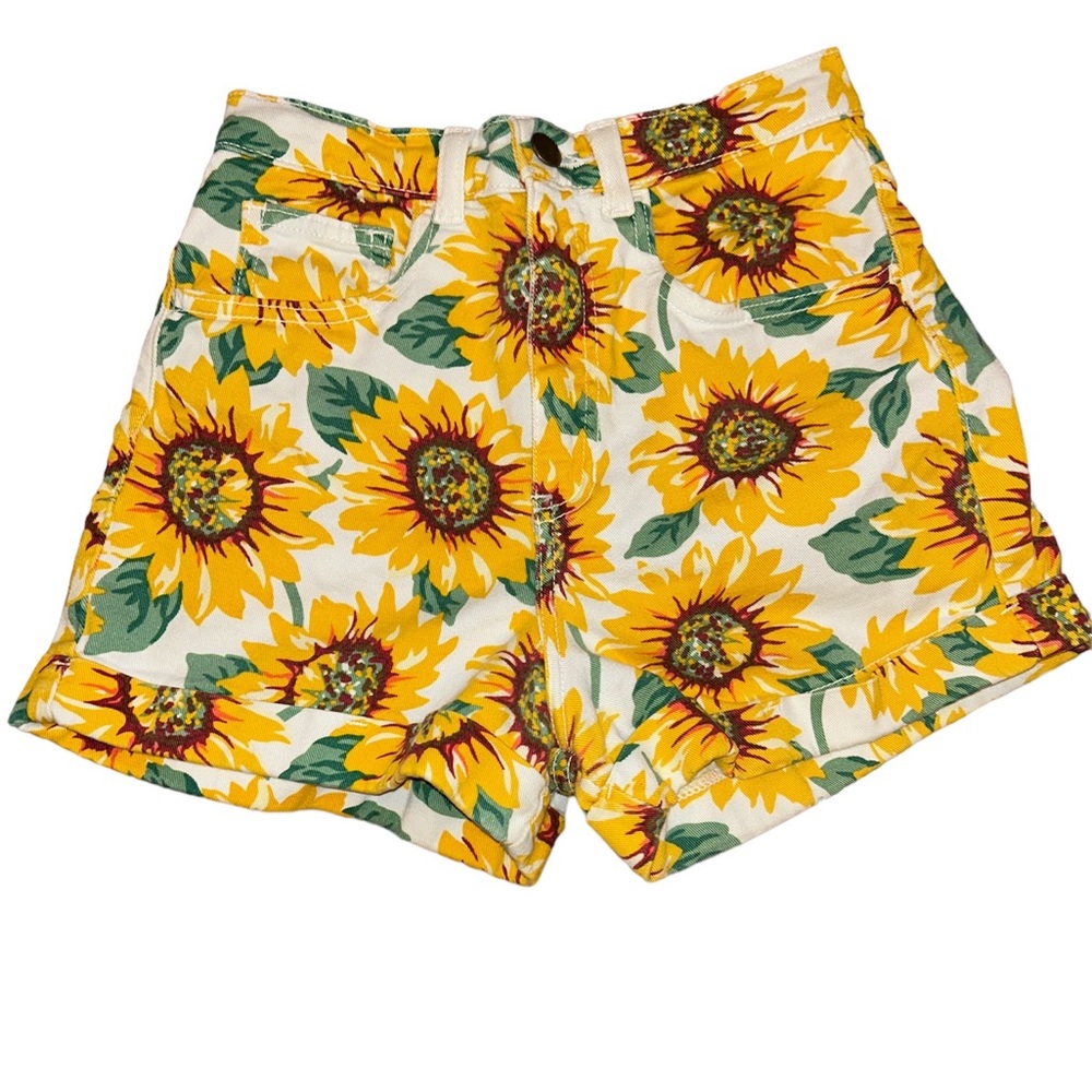 American apparel high waisted sunflower cuffed denim shorts. Size 26/27